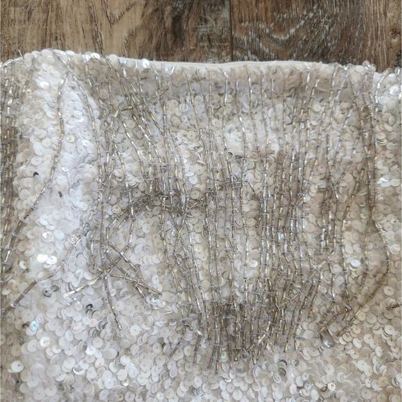 Retrofete Cassandra Dress in White Size Large Strapless Sequin Beaded NWT Bridal - Picture 4 of 13